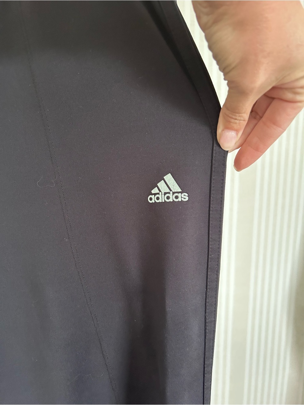 Adidas Vintage 2003 Black Track Pants Wide Leg Tonal 3-Stripes Y2K Size Large - Picture 4 of 9